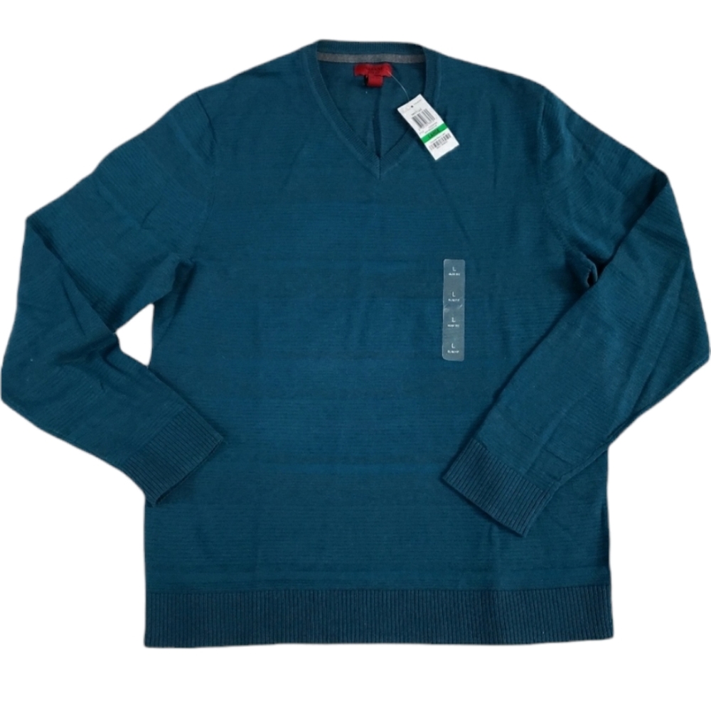 Alfani Mens Teal Vneck Sweater Sz Large